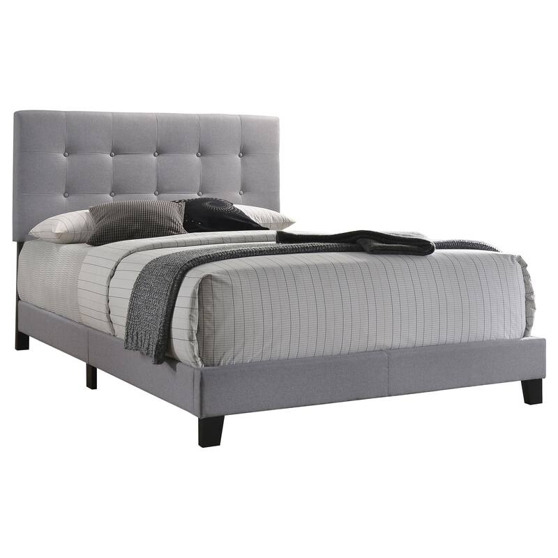 Mapes Transitional Fabric Upholstered Tufted Panel Bed