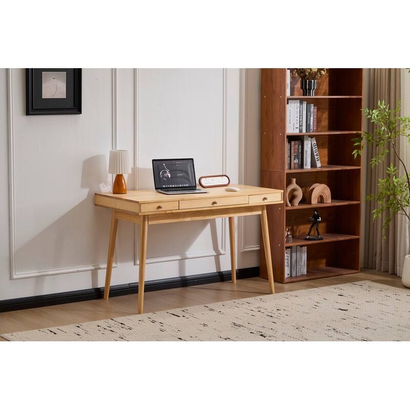Fch Solid Wood 120 * 60 * 76Cm Three-Draw 1Pcs Computer Desk - Off White