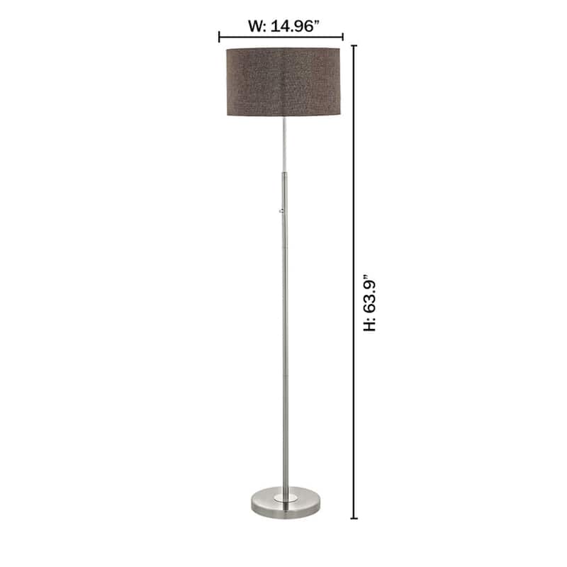 Eglo Romao 2 Satin Nickel and Chrome LED Floor Lamp with Brown Linen Shade