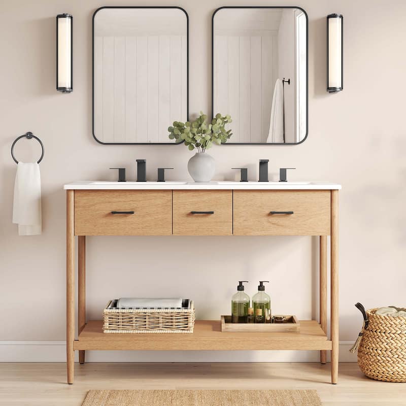 Zaire 18"/24"/30"/36"/48" Bathroom Vanity Cabinet (Sink Basin Not Included) - 48" Double - Natural