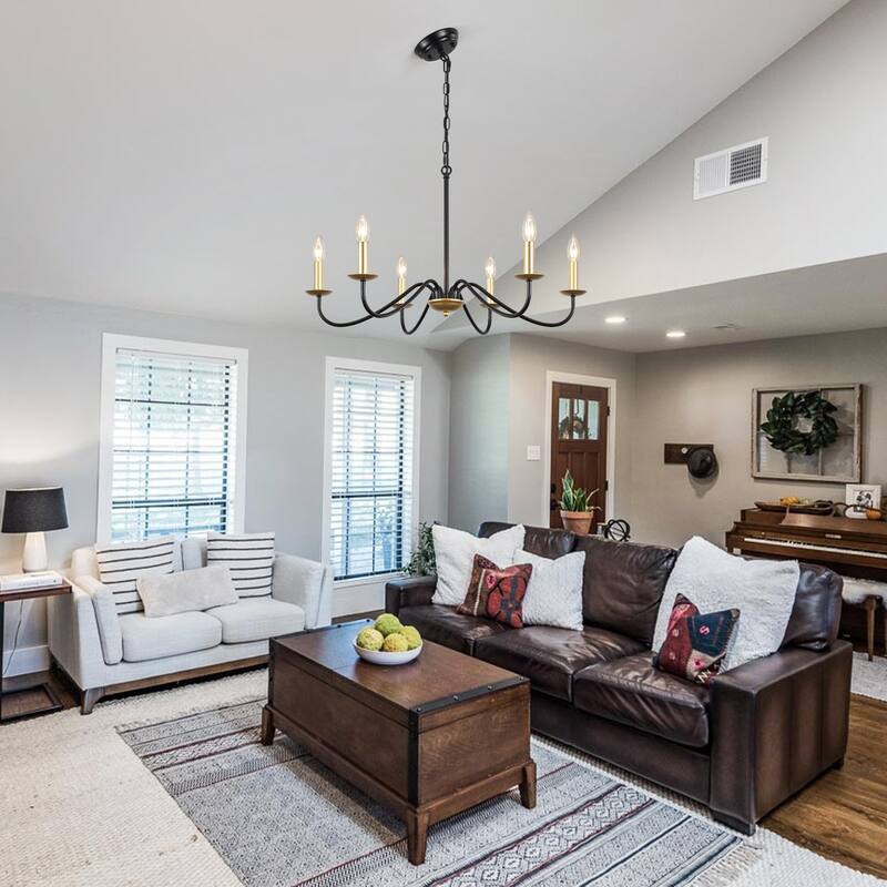 6-Light 27.55-inch Farmhouse Chandeliers for Living Room Foyer Hallway