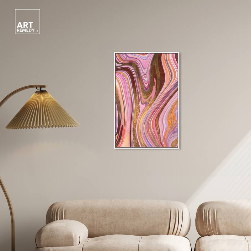 Art Remedy Doll Memories - Pink Geode Framed Mineral, Agate & Geode 1 Piece Canvas Wall Art