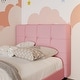 preview thumbnail 22 of 32, Twin Size Upholstered Platform Bed with Guardrail and Headboard,Modern Style Wood Bed
