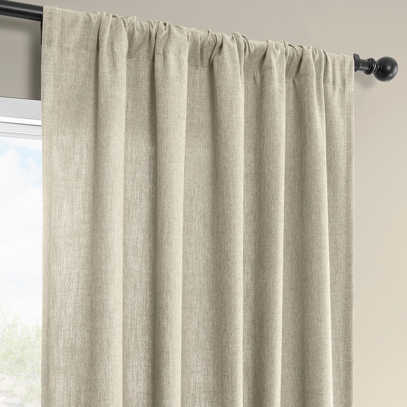 Exclusive Fabrics Basic Faux Linen Curtain Pair - 2 Panels - Light Filtering Window Curtains
