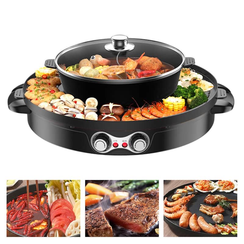 Electric Smokeless BBQ Hot Pot Grill Combo 2200 W On Sale Bed Bath
