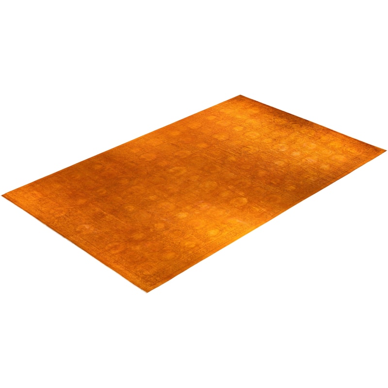 Overton Handknotted Wool Vintage Inspired Contemporary Overdyed Orange Area Rug - 19' 7" x 11' 10"