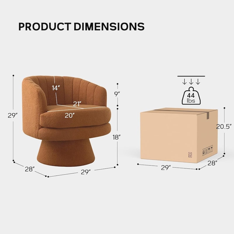 29" Wide Adult Eclectic Teddy Solid Color Swivel Accent Chairs with Channel Design