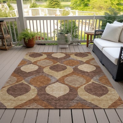 Machine Washable Indoor/ Outdoor Chantille Contemporary Geo Rug