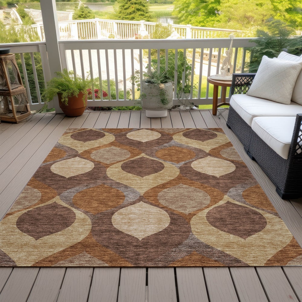 Machine Washable Indoor/ Outdoor Chantille Contemporary Geo Rug