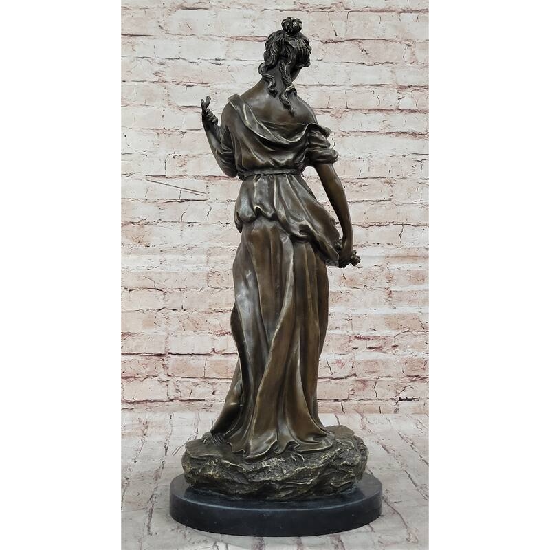 Clical Woman Harvesting Grapes Wine Bronze Sculpture Statue French Art Decor