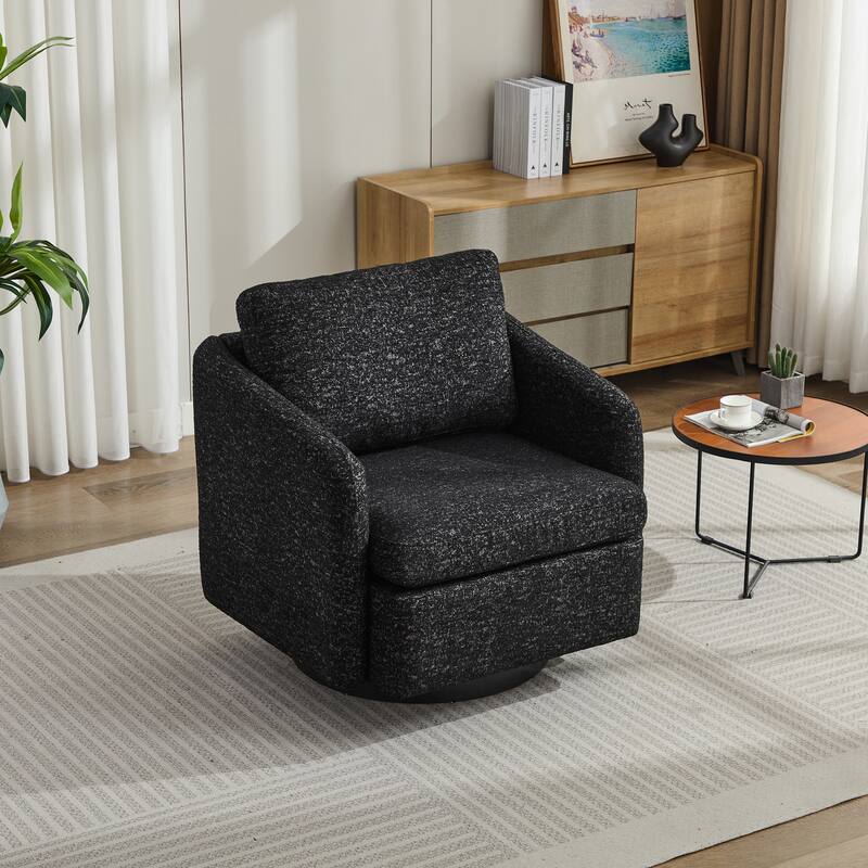 Swivel Accent Chair with Thick Cushions, Round Accent Single Sofa Chair, 360 Degree Club Chair Lounge Armchair