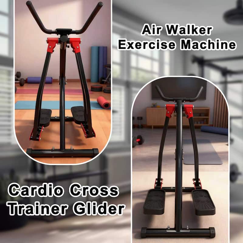 Air Walking Elliptical Machine, Foldable Cardio Cross Trainer Glider for Full-Body with LCD Display