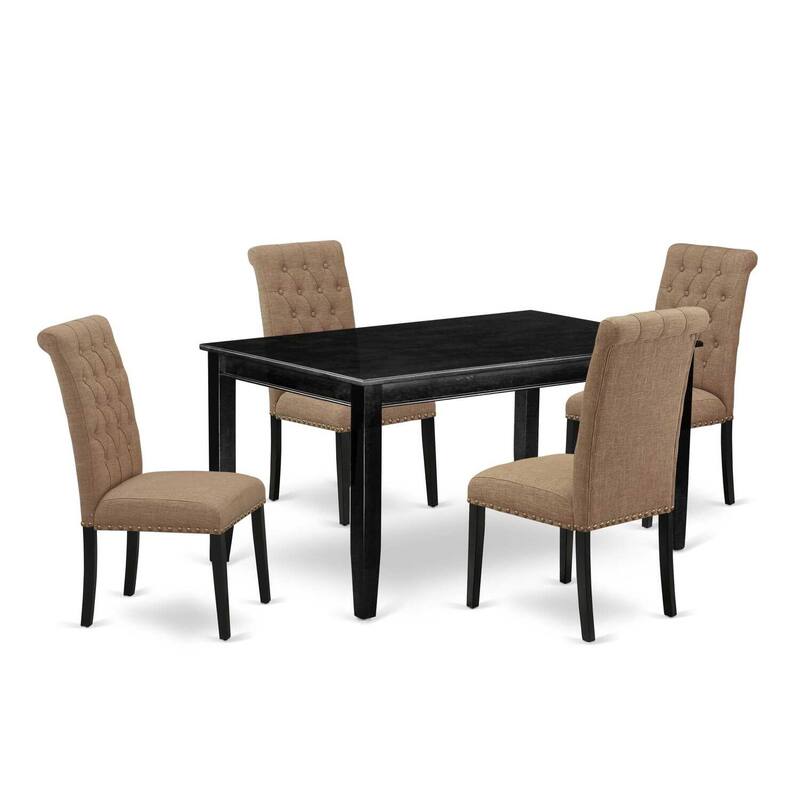 HomeStock 5-Pc Black Finish Solid Wood Top - Rectangular Dining Room Set - Seats 4