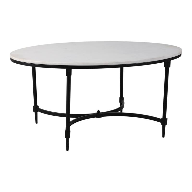 Marble Side Table Round Top Metal Base Small Spaces Home Decor