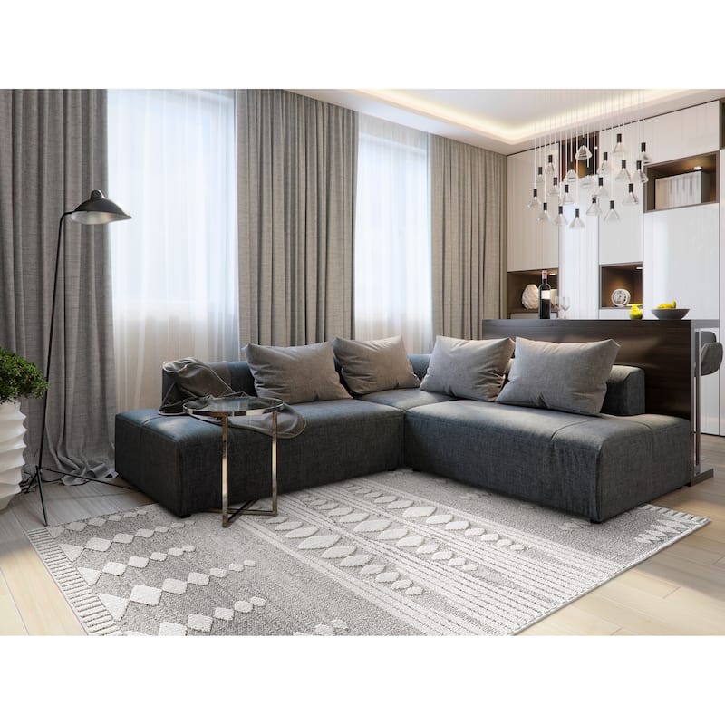 Domani Bella Modern Scandinavia Textured Indoor / Outdoor Area Rug