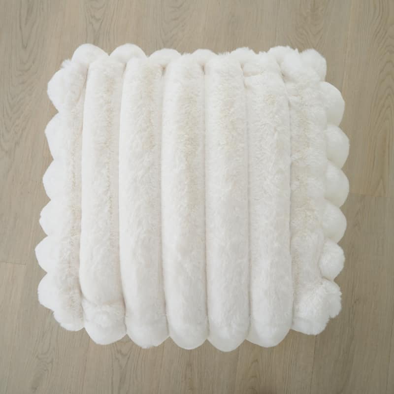 Madrid Collection Ultra Soft Ribbed Faux Fur Indoor Pouf