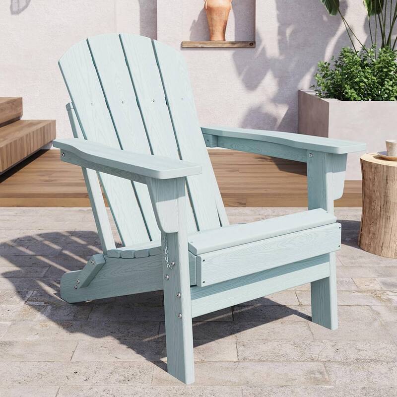 Outdoor Folding Adirondack Chairs, All-Weather Firepit Chair for Patio, Garden, Deck & Lawn - N/A - Light Blue