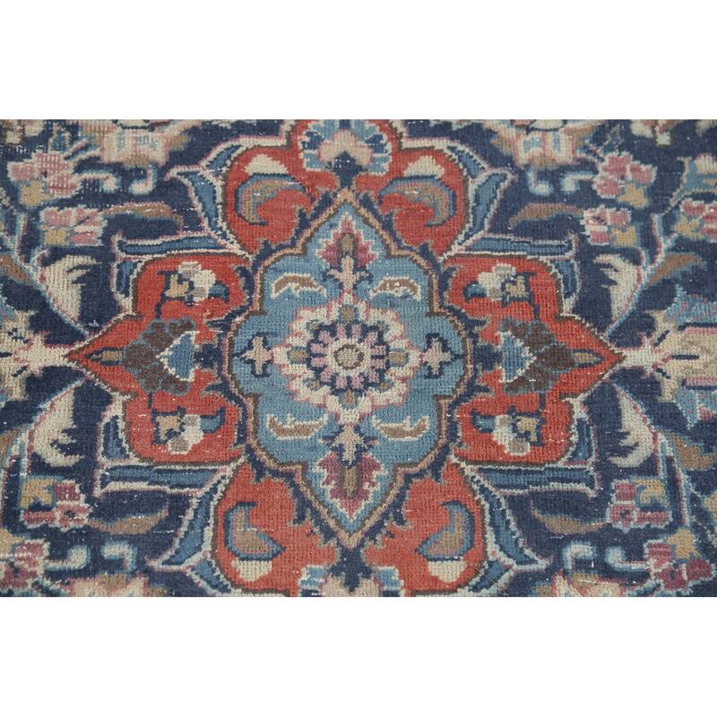 Distressed Traditional Mashad Persian Antiqu Rug Handmade Wool Carpet - 8'4"x 11'5"