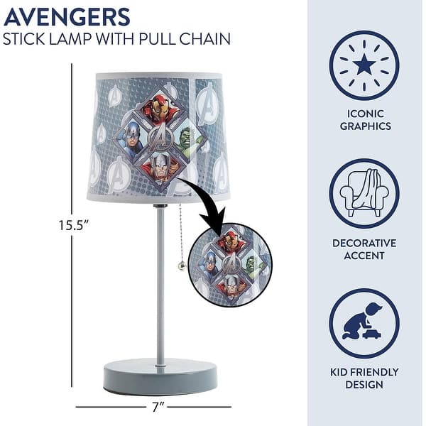 Marvel Avengers Kids Table Lamp - Grey