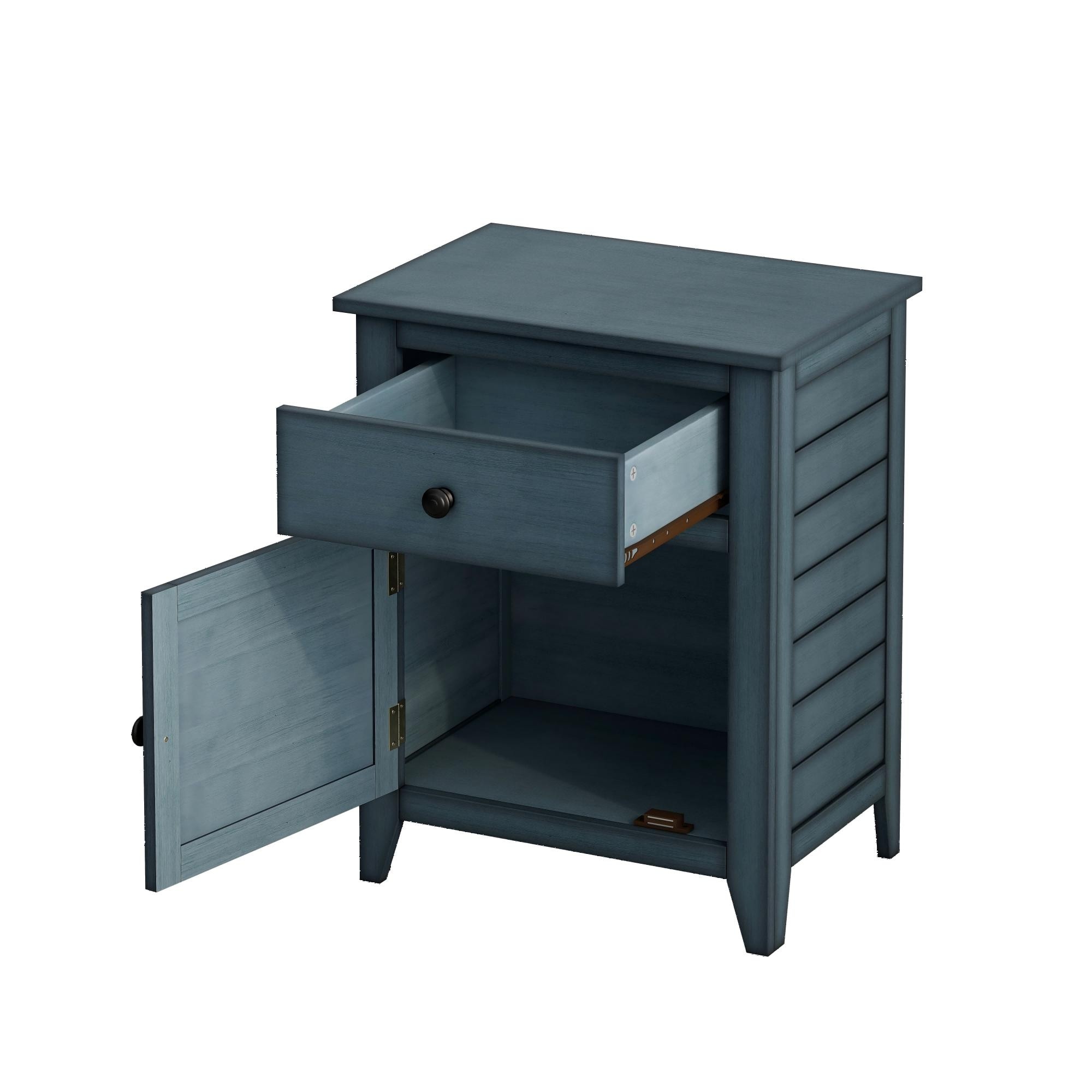 Storage Drawer Antique Blue Storage Cabinet with Drawer, Dressing Table Nightstand Lamp Table Coffee Table