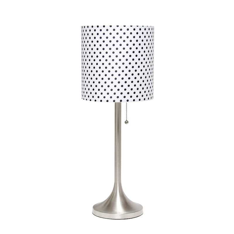 Curved Metal Table Lamp with Polka Dot Drum Shade - 21.5" - Brushed Nickel and White