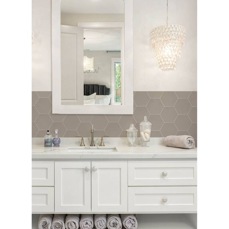 Hexagon Beige Peel and Stick Luxury Wall Tiles