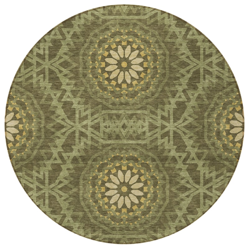 HomeRoots Floral Medallion Transitional Rectangle Outdoor Rug