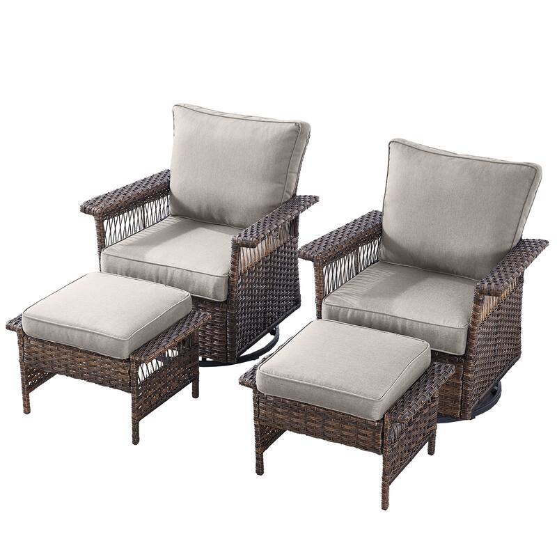 Gymojoy Patio Swivel Chair Ottoman set of 4