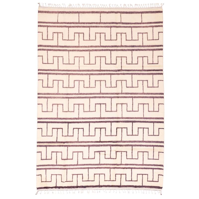 ECARPETGALLERY Hand-knotted Pak Finest Marrakesh Cream Wool Rug - 6'11 x 9'8