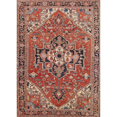 Vegetable Dye Heriz Serapi Persian Rug Handmade Wool Carpet - 9'2"x 12'1"
