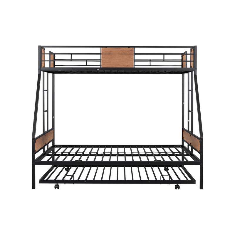 Twin over Full Size Metal Bunk Bed with Trundle