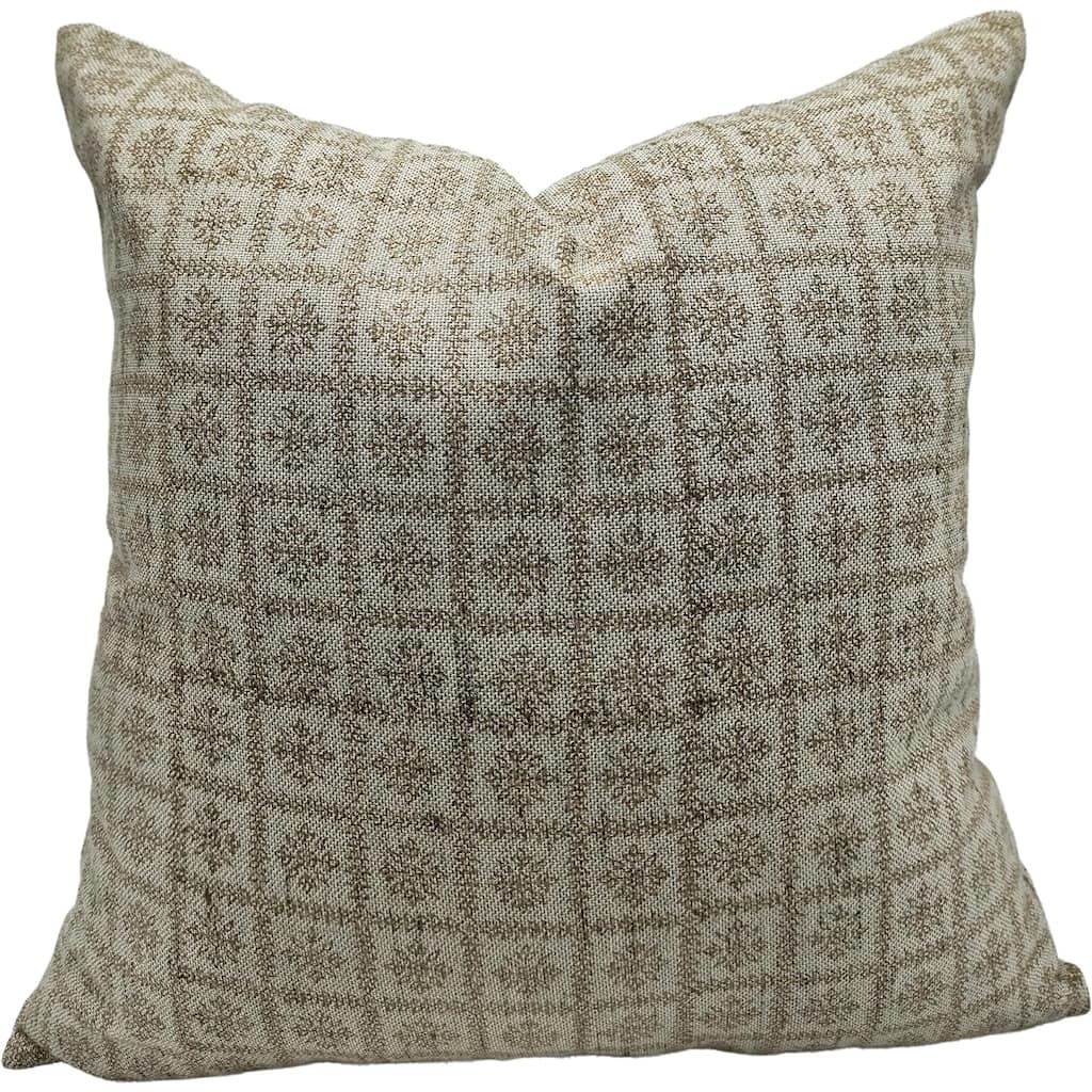 Fabdivine Linen Farmhouse Block print pillow Cover