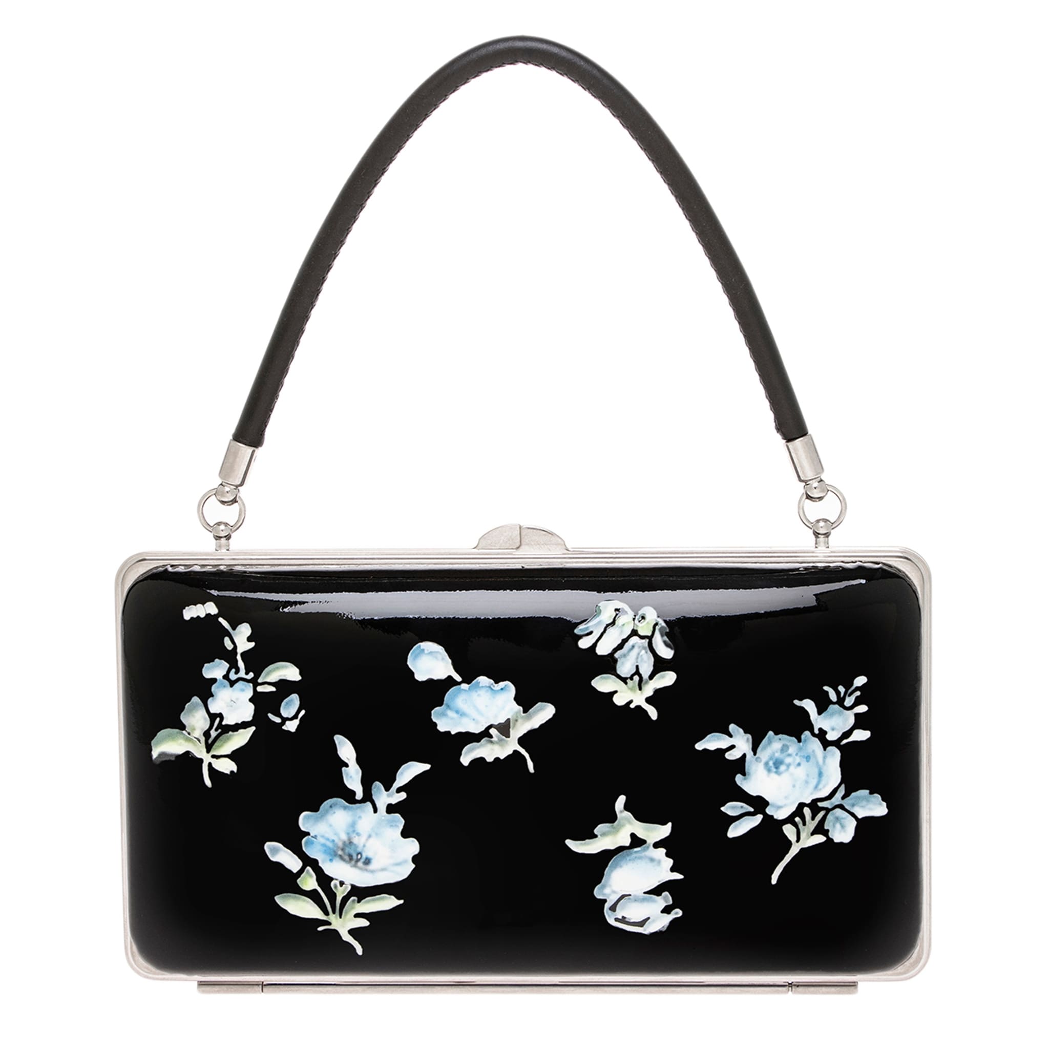 Prada Floral Printed Patent Leather Clutch