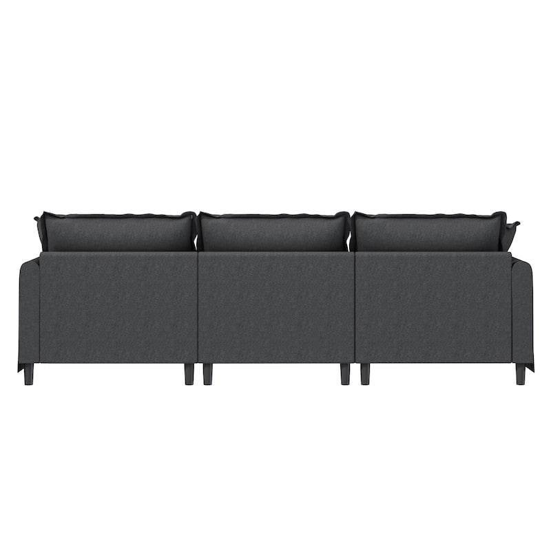 94" Chenille 3-Seater Sectional Sofa with Pillows
