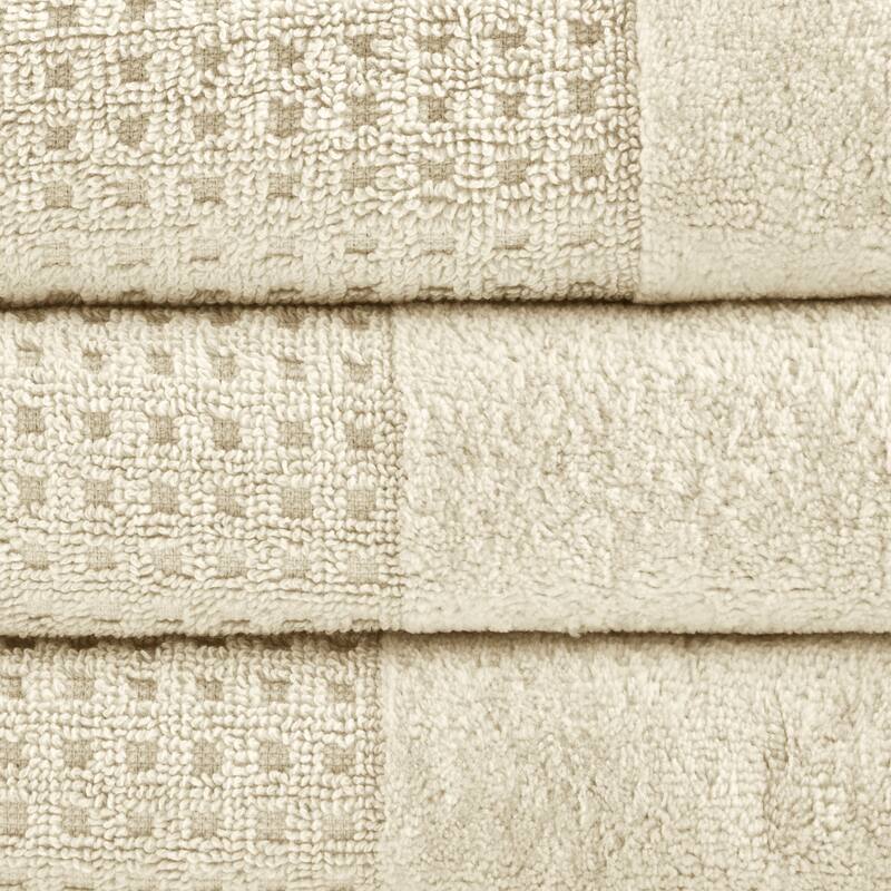 Madison Park Spa Waffle Cotton Waffle Jacquard Antimicrobial Bath Towel 6 Piece Set