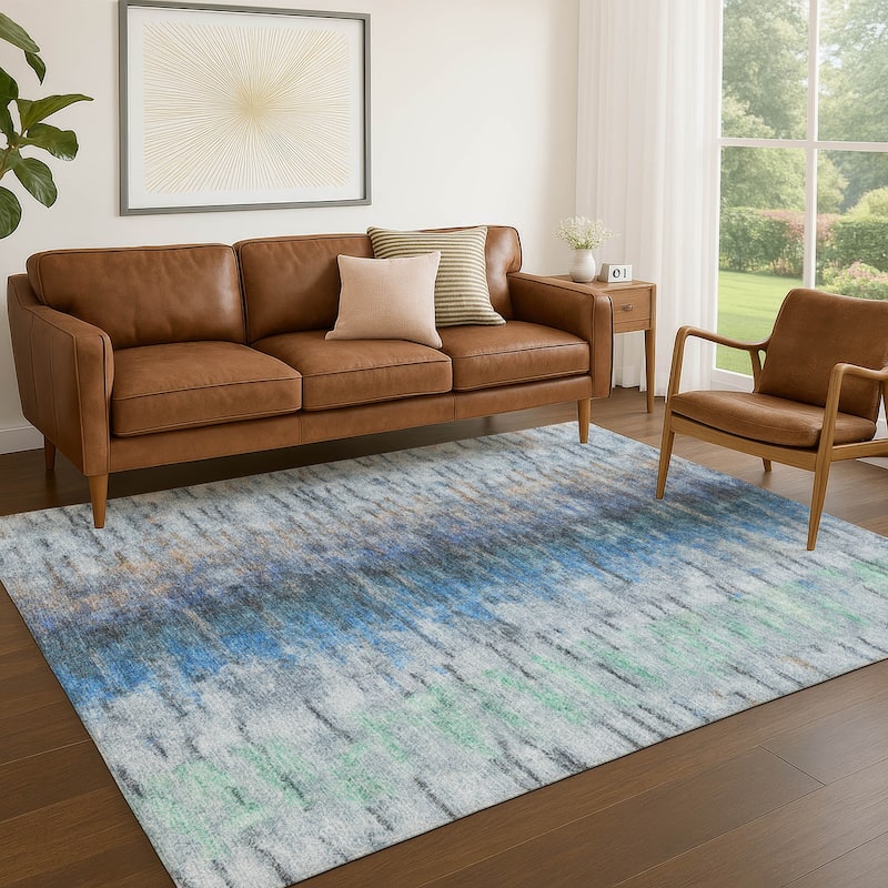 Machine Washable Indoor/ Outdoor Contemporary Ombre Chantille Rug