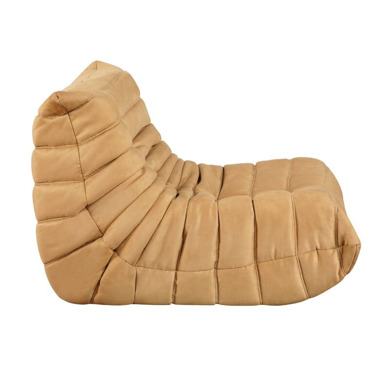 Revena Accent Floor Chair, Pleated Yellow Microfiber Fabric, Curved