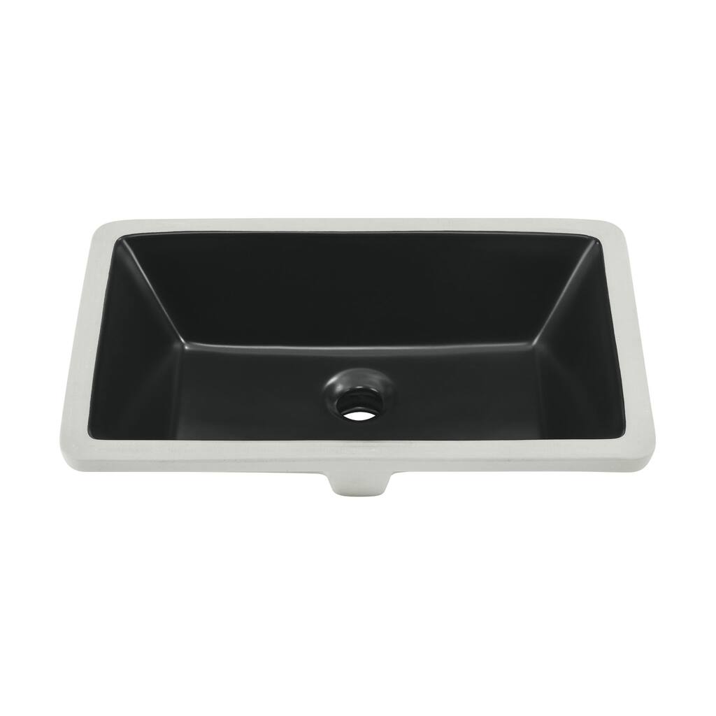 Lausanne 21" Rectangle Undermount Bathroom Sink In Matte Black - 20.85" x 13.4" 7.7"