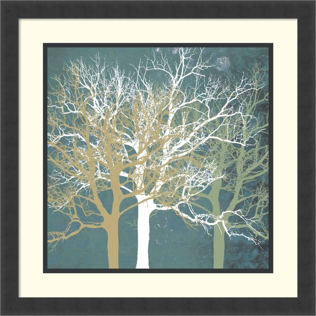 Framed Art Print 'Tranquil Trees' by Erin Clark 22 x 22-inch - white/blue/brown