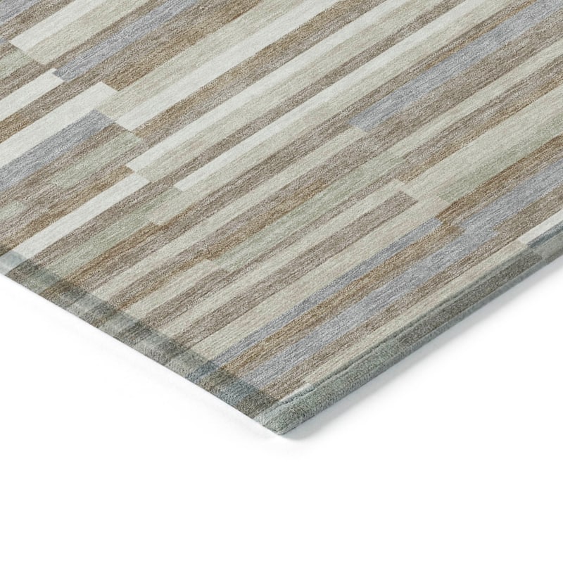 Machine Washable Indoor/ Outdoor Chantille Stripes Modern Rug