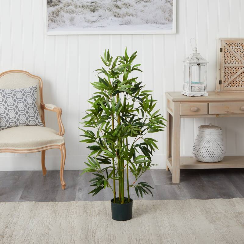 Bamboo Artificial Tree 4ft Indoor Outdoor Faux Plant Home Decor - Green - 51-60 Inches