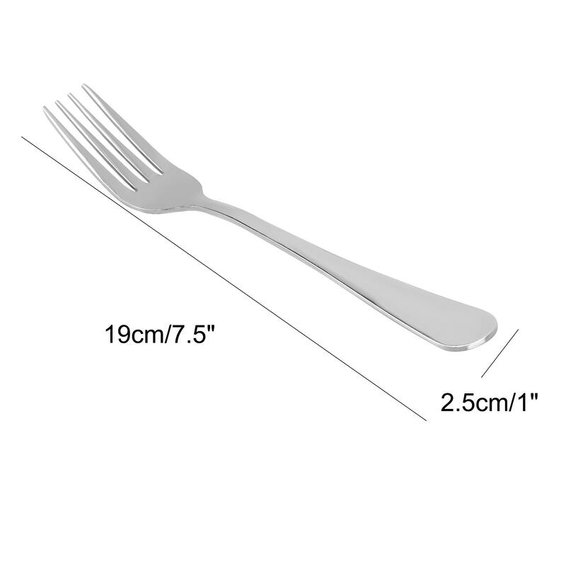 Dinner Forks Set of 10 Stainless Steel 7.5" Fruit Dessert Steak Fork - Silver Tone