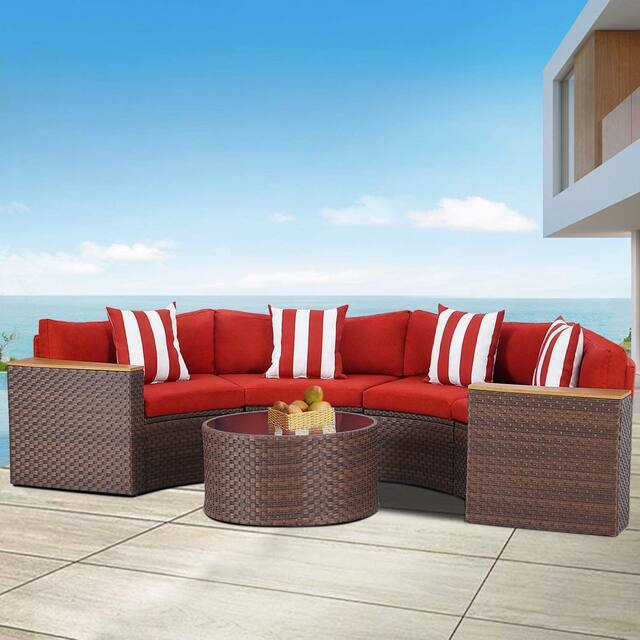 Nuon Wicker Outdoor 5-piece Sectional Set by Havenside Home
