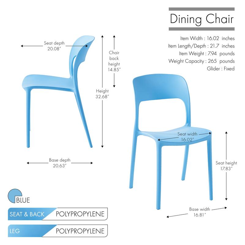 Porthos Home Brody Stackable Plastic Dining Chairs (Set of 2)
