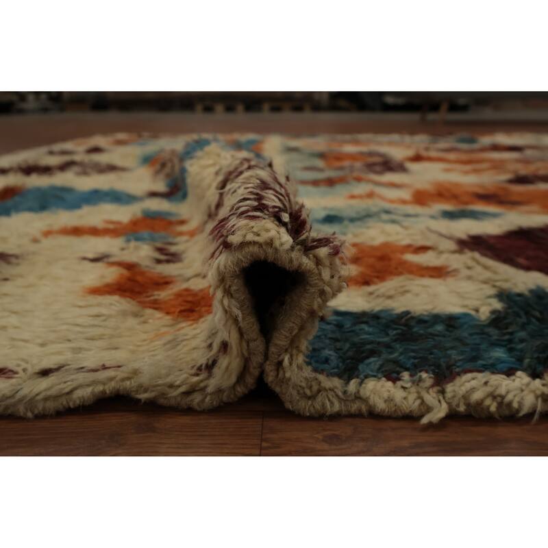 Hand Knotted Oriental 100% Wool Carpet Modern Tribal Beige & Ivories Moroccan Area Rug - 9' 2'' X 8' 2''