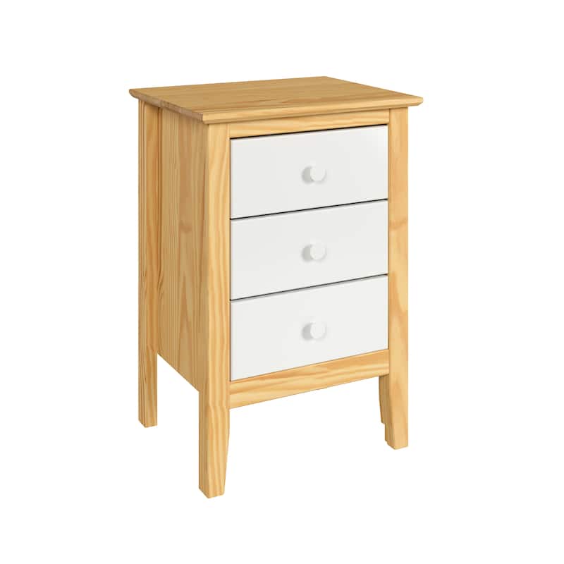 Adeptus Solid Wood Easy Pieces 3 Drawer End Table Natural w/White Front, White and Natural Knobs