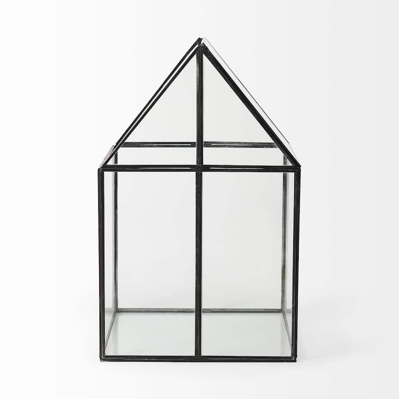 HomeRoots Clear Glass and Metal Terrarium Box