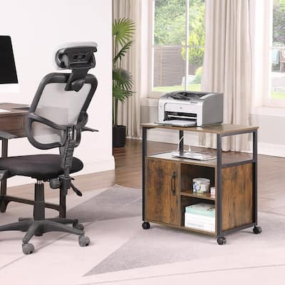 File Cabinet,Office Filing Cabinets with Socket and USB Charging Port,Printer Stand with Storage, Metal Side Frame