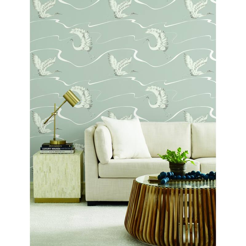 Metz Vinyl Soaring Cranes Wallpaper 27 in x 27 ft = 60.75 sq ft