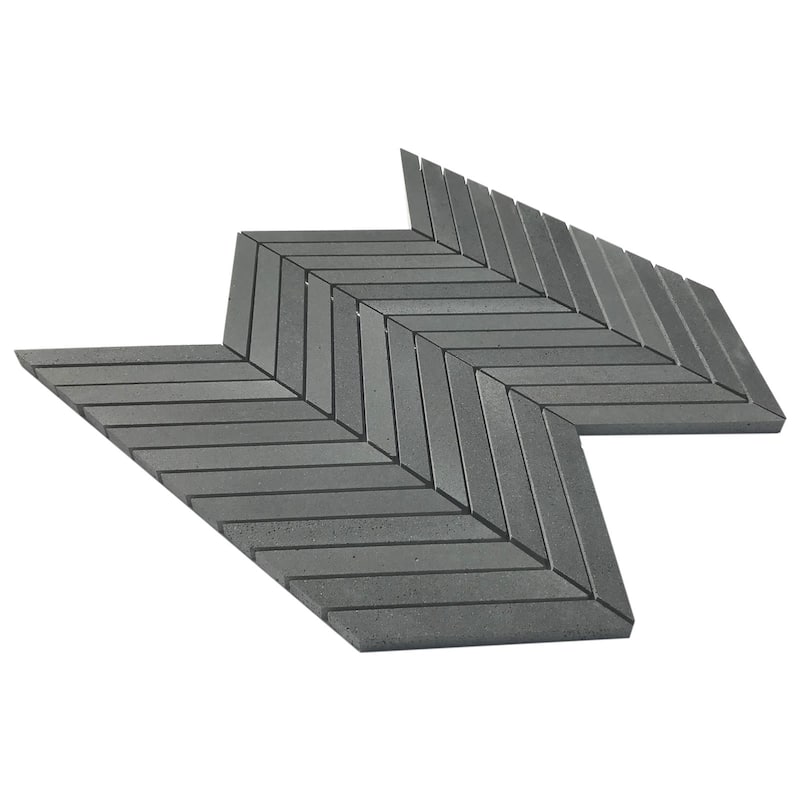 Vulcan Black 0.8" x 4.75" Chevron Honed Mosaic Tile - 5 Sheets (5.20 sf) - Black